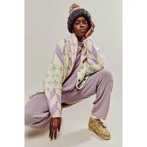 Free People Bright Optimistic Chunky Knit Oversized Cardigan Size XS boho 70s